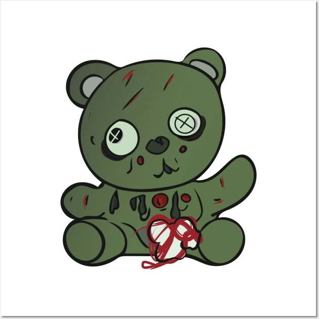 Creepy Cute Zombie Teddy Bear Wall Art by Nicheek